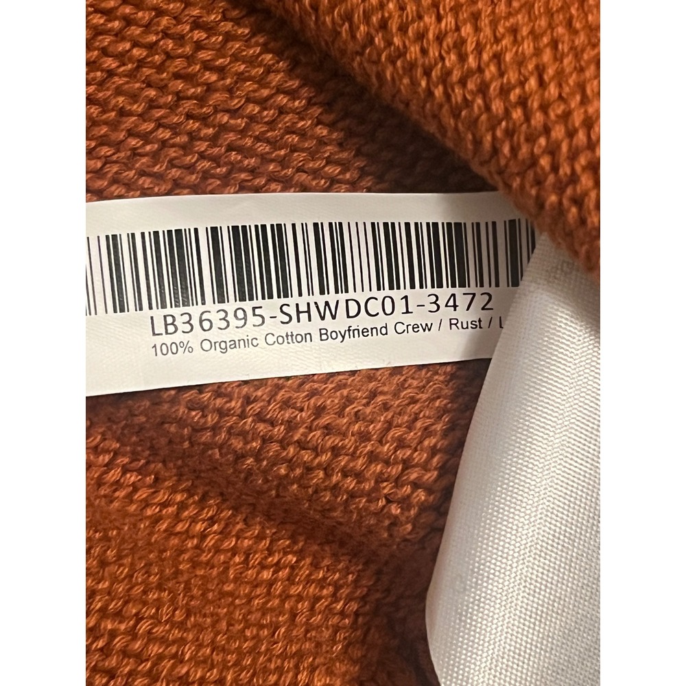 Quince Organic Cotton Boyfriend Crew Sweater Womens L Rust Orange Oversized NWOT - Picture 6 of 6
